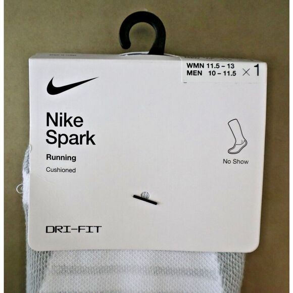 Nike CU7201-100 Women's 11.5-13 Men's 10-11.5 White Spark No-Show Running Socks - Picture 3 of 4